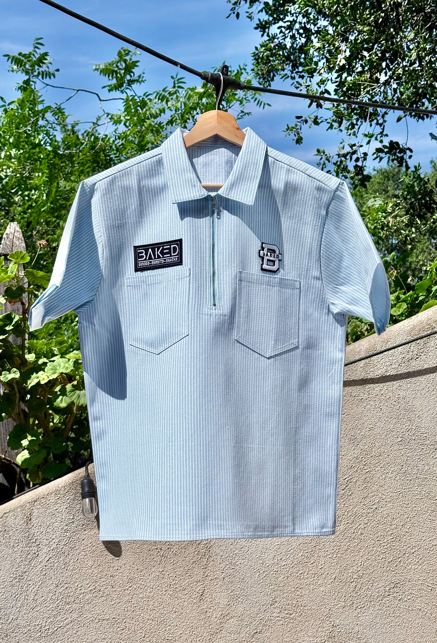 BAKED Starlights Pinstripe Half Zip Shirt