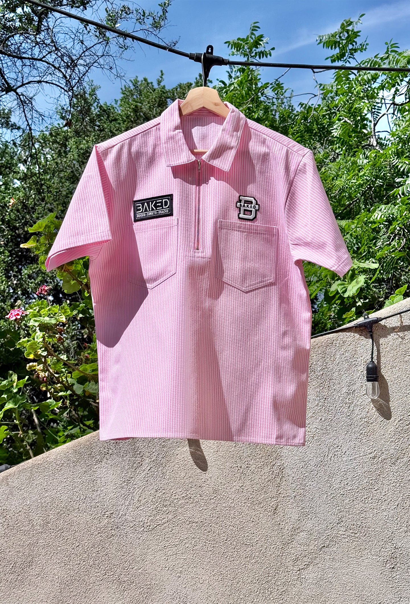 BAKED Starlights Pinstripe Half Zip Shirt