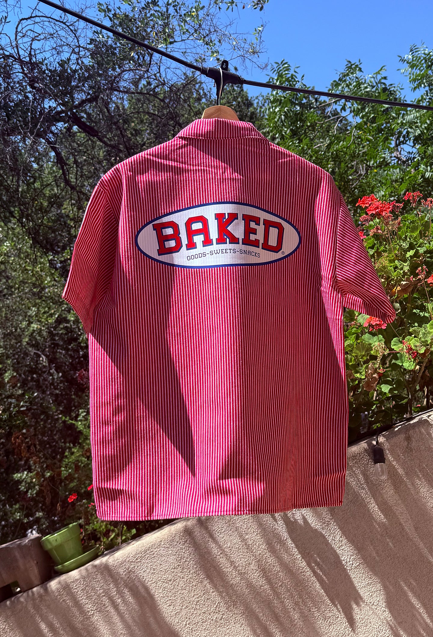 Baker Apparel Pinstripe Half Zip Work Shirt