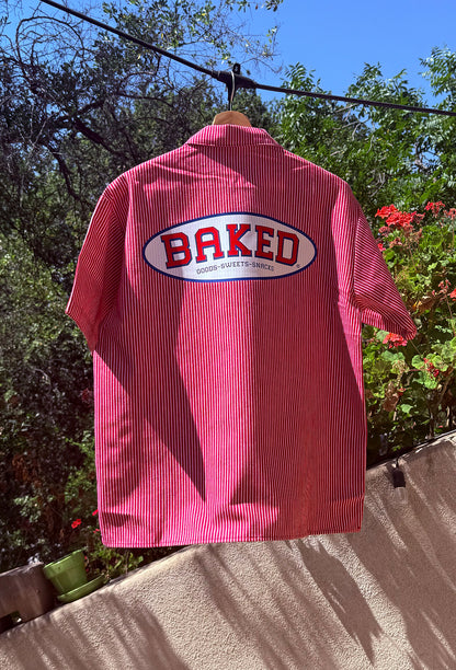 Baker Apparel Pinstripe Half Zip Work Shirt