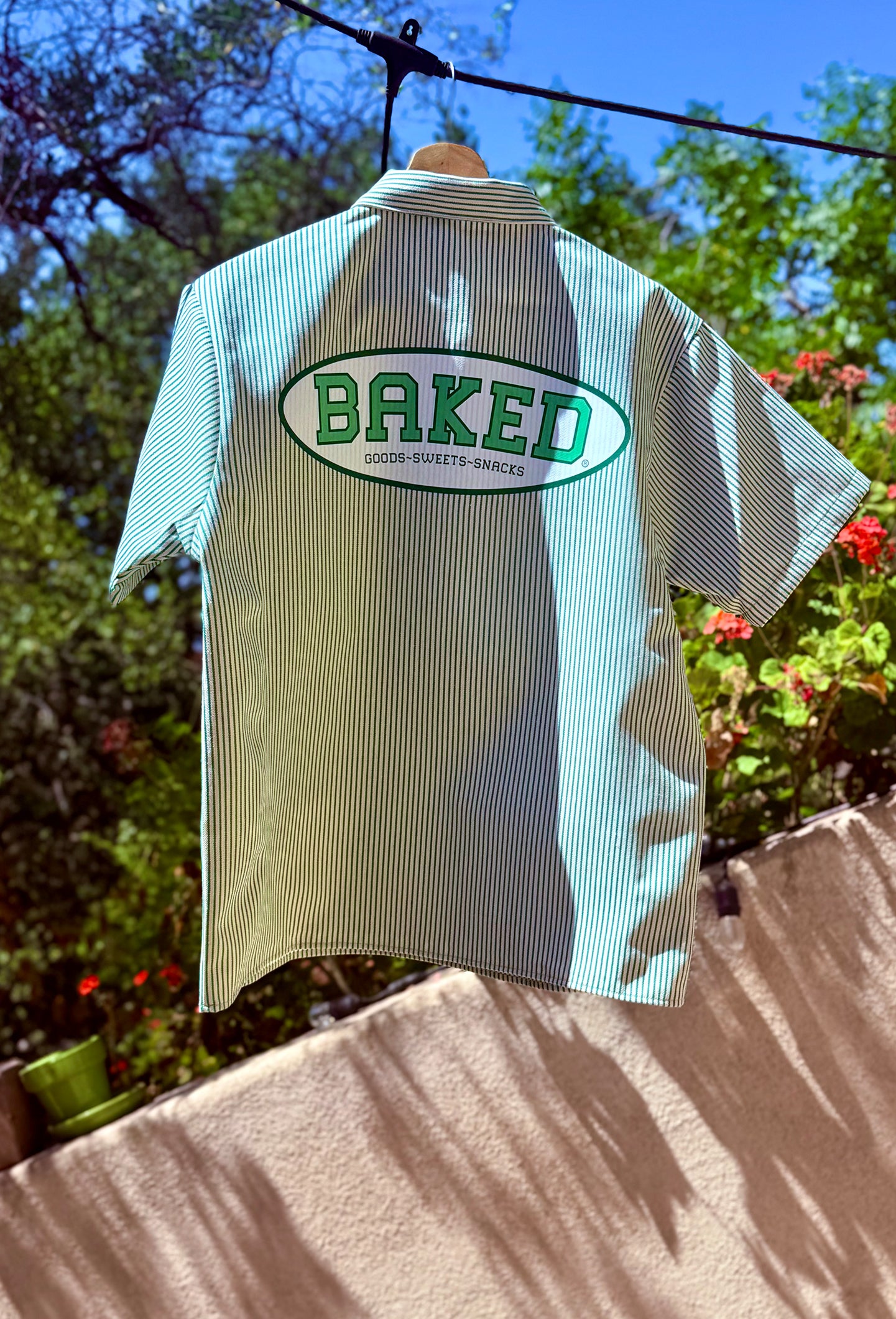 BAKED Starlights Pinstripe Half Zip Work Shirt