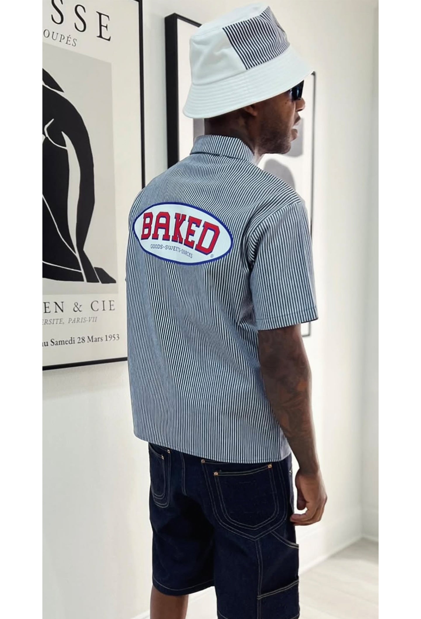 Baker Apparel Pinstripe Half Zip Work Shirt